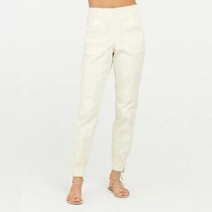 Spanx Stretch Twill Cargo Jogger Pant Size Large Beige Slimming Utility Minimal